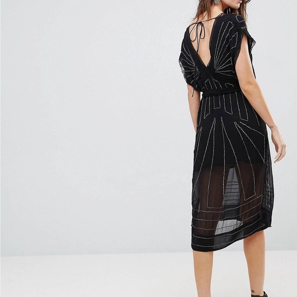 Free People Daisy Embellished Retro Art Deco Midi Dress - Picture 4 of 7